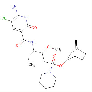 918827-50-6  1-Piperidinehexanoic acid,4-[[(6-amino-5-chloro-1,2-dihydro-2-oxo-3-pyridinyl)carbonyl]amino]-3-methoxy-, bicyclo[2.2.1]hept-2-yl ester, (3S,4R)-