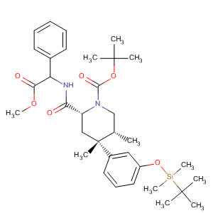 918829-68-2  Glycine,N-[[(2R,4R,5R)-1-[(1,1-dimethylethoxy)carbonyl]-4-[3-[[(1,1-dimethylethyl)dimethylsilyl]oxy]phenyl]-4,5-dimethyl-2-piperidinyl]carbonyl]-2-phenyl-, methyl ester, (2R)-