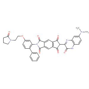 918899-80-6  Cyclopent[f]isoindole-1,3,5,7(2H,6H)-tetrone,6-[7-(dimethylamino)-3,4-dihydro-3-oxo-2-quinoxalinyl]-2-[4-[2-(2-oxo-1-pyrrolidinyl)ethoxy][1,1'-biphenyl]-2-yl]-