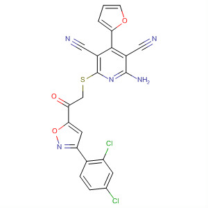 918901-39-0  3,5-Pyridinedicarbonitrile,2-amino-6-[[2-[3-(2,4-dichlorophenyl)-5-isoxazolyl]-2-oxoethyl]thio]-4-(2-furanyl)-