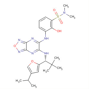 918943-95-0  Benzenesulfonamide,3-[[6-[[(1R)-2,2-dimethyl-1-[4-(1-methylethyl)-2-furanyl]propyl]amino][1,2,5]oxadiazolo[3,4-b]pyrazin-5-yl]amino]-2-hydroxy-N,N-dimethyl-