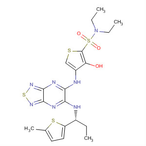 918944-34-0  2-Thiophenesulfonamide,N,N-diethyl-3-hydroxy-4-[[6-[[(1R)-1-(5-methyl-2-thienyl)propyl]amino][1,2,5]thiadiazolo[3,4-b]pyrazin-5-yl]amino]-