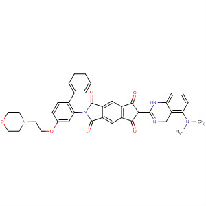 918959-69-0  Cyclopent[f]isoindole-1,3,5,7(2H,6H)-tetrone,6-[5-(dimethylamino)-1,4-dihydro-2-quinazolinyl]-2-[4-[2-(4-morpholinyl)ethoxy][1,1'-biphenyl]-2-yl]-