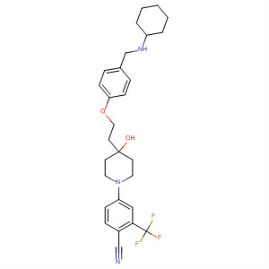 917228-48-9  Benzonitrile,4-[4-[2-[4-[(cyclohexylamino)methyl]phenoxy]ethyl]-4-hydroxy-1-piperidinyl]-2-(trifluoromethyl)-