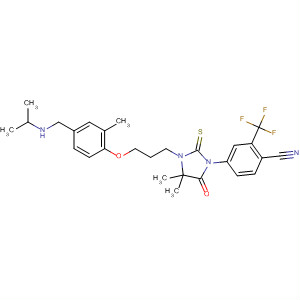 917228-71-8  Benzonitrile,4-[4,4-dimethyl-3-[3-[2-methyl-4-[[(1-methylethyl)amino]methyl]phenoxy]propyl]-5-oxo-2-thioxo-1-imidazolidinyl]-2-(trifluoromethyl)-
