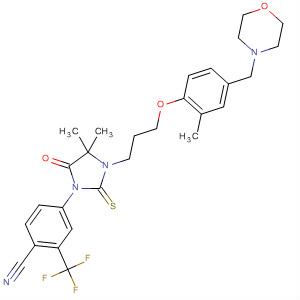 917228-73-0  Benzonitrile,4-[4,4-dimethyl-3-[3-[2-methyl-4-(4-morpholinylmethyl)phenoxy]propyl]-5-oxo-2-thioxo-1-imidazolidinyl]-2-(trifluoromethyl)-