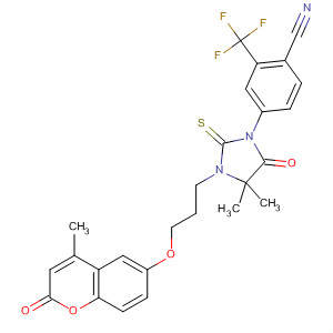 917228-98-9  Benzonitrile,4-[4,4-dimethyl-3-[3-[(4-methyl-2-oxo-2H-1-benzopyran-6-yl)oxy]propyl]-5-oxo-2-thioxo-1-imidazolidinyl]-2-(trifluoromethyl)-