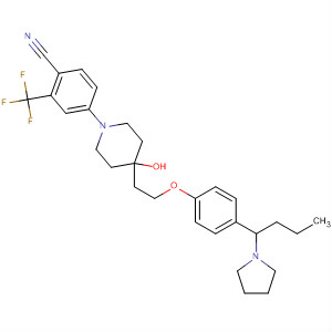 917229-36-8  Benzonitrile,4-[4-hydroxy-4-[2-[4-[1-(1-pyrrolidinyl)butyl]phenoxy]ethyl]-1-piperidinyl]-2-(trifluoromethyl)-