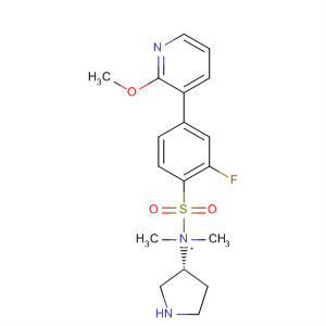 917354-79-1  3-Pyrrolidinamine,1-[[2-fluoro-4-(2-methoxy-3-pyridinyl)phenyl]sulfonyl]-N,N-dimethyl-,(3R)-