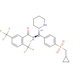 917383-40-5  Benzamide,N-[(R)-[4-[(cyclopropylmethyl)sulfonyl]phenyl](2S)-2-piperidinylmethyl]-2,5-bis(trifluoromethyl)-, rel-