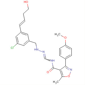 917386-29-9  4-Isoxazolecarboxamide,N-[[[[3-chloro-5-[(1E)-4-hydroxy-1-buten-1-yl]phenyl]methyl]amino]iminomethyl]-3-(4-methoxyphenyl)-5-methyl-