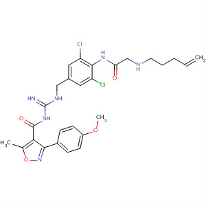 917387-63-4  4-Isoxazolecarboxamide,N-[[[[3,5-dichloro-4-[[2-(4-penten-1-ylamino)acetyl]amino]phenyl]methyl]amino]iminomethyl]-3-(4-methoxyphenyl)-5-methyl-