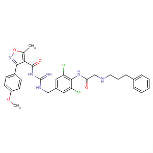 917388-03-5  4-Isoxazolecarboxamide,N-[[[[3,5-dichloro-4-[[2-[(3-phenylpropyl)amino]acetyl]amino]phenyl]methyl]amino]iminomethyl]-3-(4-methoxyphenyl)-5-methyl-