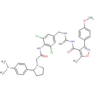 917388-20-6  4-Isoxazolecarboxamide,N-[[[[3,5-dichloro-4-[[2-[2-[4-(dimethylamino)phenyl]-1-pyrrolidinyl]acetyl]amino]phenyl]methyl]amino]iminomethyl]-3-(4-methoxyphenyl)-5-methyl-