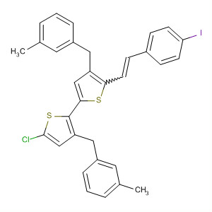 917483-52-4  2,2'-Bithiophene,5-chloro-5'-[2-(4-iodophenyl)ethenyl]-3,4'-bis[(3-methylphenyl)methyl]-