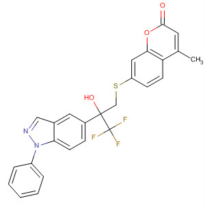 917489-66-8  2H-1-Benzopyran-2-one,4-methyl-7-[[3,3,3-trifluoro-2-hydroxy-2-(1-phenyl-1H-indazol-5-yl)propyl]thio]-