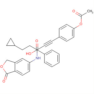 917574-88-0  Cyclopropanepropanamide,a-[2-[4-(acetyloxy)phenyl]ethynyl]-N-(1,3-dihydro-1-oxo-5-isobenzofuranyl)-a-hydroxy-1-phenyl-