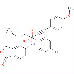917576-99-9  Cyclopropanepropanamide,1-(4-chlorophenyl)-N-(1,3-dihydro-1-oxo-5-isobenzofuranyl)-a-hydroxy-a-[2-(4-methoxyphenyl)ethynyl]-