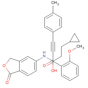 917577-47-0  Cyclopropanepropanamide,N-(1,3-dihydro-1-oxo-5-isobenzofuranyl)-a-hydroxy-1-(2-methoxyphenyl)-a-[2-(4-methylphenyl)ethynyl]-