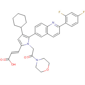 917604-92-3  2-Propenoic acid,3-[4-cyclohexyl-5-[2-(2,4-difluorophenyl)-6-quinolinyl]-1-[2-(4-morpholinyl)-2-oxoethyl]-1H-pyrrol-2-yl]-, (2E)-
