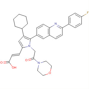 917604-94-5  2-Propenoic acid,3-[4-cyclohexyl-5-[2-(4-fluorophenyl)-6-quinolinyl]-1-[2-(4-morpholinyl)-2-oxoethyl]-1H-pyrrol-2-yl]-, (2E)-