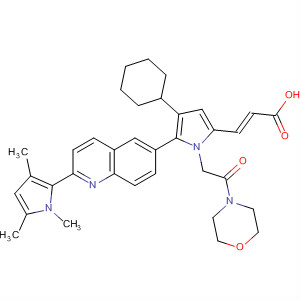 917604-95-6  2-Propenoic acid,3-[4-cyclohexyl-1-[2-(4-morpholinyl)-2-oxoethyl]-5-[2-(1,3,5-trimethyl-1H-pyrrol-2-yl)-6-quinolinyl]-1H-pyrrol-2-yl]-, (2E)-