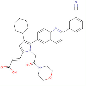917604-99-0  2-Propenoic acid,3-[5-[2-(3-cyanophenyl)-6-quinolinyl]-4-cyclohexyl-1-[2-(4-morpholinyl)-2-oxoethyl]-1H-pyrrol-2-yl]-, (2E)-