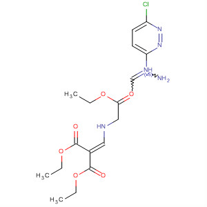 917613-46-8  Propanedioic acid,2-[[[1-[[2-(6-chloro-3-pyridazinyl)hydrazinylidene]methyl]-2-ethoxy-2-oxoethyl]amino]methylene]-, 1,3-diethyl ester