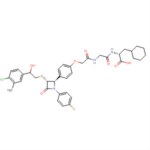 917753-17-4  D-Alanine,N-[2-[4-[(2R,3R)-3-[[2-(4-chloro-3-methylphenyl)-2-hydroxyethyl]thio]-1-(4-fluorophenyl)-4-oxo-2-azetidinyl]phenoxy]acetyl]glycyl-3-cyclohexyl-