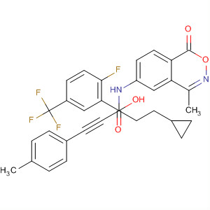 917785-24-1  Cyclopropanepropanamide,1-[2-fluoro-5-(trifluoromethyl)phenyl]-a-hydroxy-N-(4-methyl-1-oxo-1H-2,3-benzoxazin-6-yl)-a-[2-(4-methylphenyl)ethynyl]-