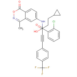 917794-41-3  Cyclopropanepropanamide,1-(2-chlorophenyl)-a-hydroxy-N-(4-methyl-1-oxo-1H-2,3-benzoxazin-6-yl)-a-[2-[4-(trifluoromethyl)phenyl]ethynyl]-