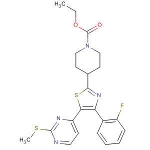 917808-11-8  1-Piperidinecarboxylic acid,4-[4-(2-fluorophenyl)-5-[2-(methylthio)-4-pyrimidinyl]-2-thiazolyl]-, ethylester