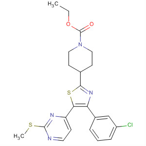 917808-12-9  1-Piperidinecarboxylic acid,4-[4-(3-chlorophenyl)-5-[2-(methylthio)-4-pyrimidinyl]-2-thiazolyl]-, ethylester