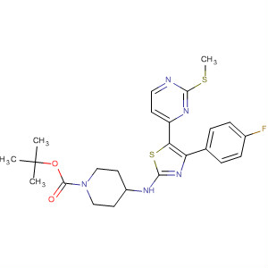 917808-53-8  1-Piperidinecarboxylic acid,4-[[4-(4-fluorophenyl)-5-[2-(methylthio)-4-pyrimidinyl]-2-thiazolyl]amino]-,1,1-dimethylethyl ester