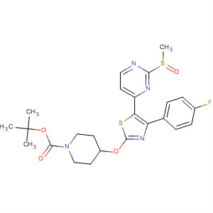 917808-98-1  1-Piperidinecarboxylic acid,4-[[4-(4-fluorophenyl)-5-[2-(methylsulfinyl)-4-pyrimidinyl]-2-thiazolyl]oxy]-,1,1-dimethylethyl ester