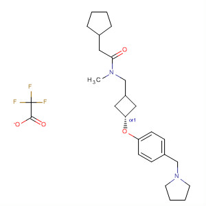 917815-46-4  Cyclopentaneacetamide,N-methyl-N-[[trans-3-[4-(1-pyrrolidinylmethyl)phenoxy]cyclobutyl]methyl]-, 2,2,2-trifluoroacetate (1:1)
