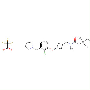 917816-04-7  Butanamide,N-[[trans-3-[2-chloro-3-(1-pyrrolidinylmethyl)phenoxy]cyclobutyl]methyl]-N,3,3-trimethyl-, 2,2,2-trifluoroacetate (1:1)