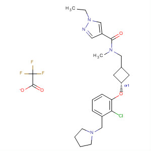 917816-08-1  1H-Pyrazole-4-carboxamide,N-[[trans-3-[2-chloro-3-(1-pyrrolidinylmethyl)phenoxy]cyclobutyl]methyl]-1-ethyl-N-methyl-, 2,2,2-trifluoroacetate (1:?)