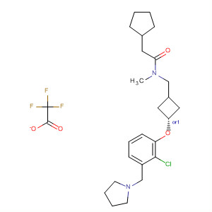 917816-78-5  Cyclopentaneacetamide,N-[[trans-3-[2-chloro-3-(1-pyrrolidinylmethyl)phenoxy]cyclobutyl]methyl]-N-methyl-, 2,2,2-trifluoroacetate (1:1)