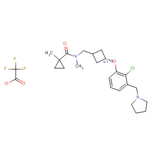 917817-32-4  Cyclopropanecarboxamide,N-[[trans-3-[2-chloro-3-(1-pyrrolidinylmethyl)phenoxy]cyclobutyl]methyl]-N,1-dimethyl-, 2,2,2-trifluoroacetate (1:1)
