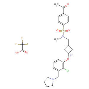 917817-50-6  Benzenesulfonamide,4-acetyl-N-[[trans-3-[2-chloro-3-(1-pyrrolidinylmethyl)phenoxy]cyclobutyl]methyl]-N-methyl-, 2,2,2-trifluoroacetate (1:1)