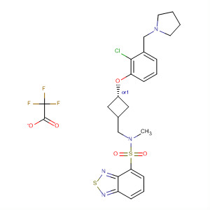 917817-96-0  2,1,3-Benzothiadiazole-4-sulfonamide,N-[[trans-3-[2-chloro-3-(1-pyrrolidinylmethyl)phenoxy]cyclobutyl]methyl]-N-methyl-, 2,2,2-trifluoroacetate (1:1)