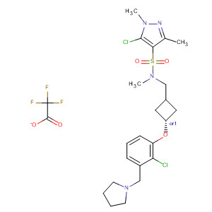 917818-58-7  1H-Pyrazole-4-sulfonamide,5-chloro-N-[[trans-3-[2-chloro-3-(1-pyrrolidinylmethyl)phenoxy]cyclobutyl]methyl]-N,1,3-trimethyl-, 2,2,2-trifluoroacetate (1:?)