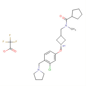 917819-51-3  Cyclopentanecarboxamide,N-[[trans-3-[3-chloro-4-(1-pyrrolidinylmethyl)phenoxy]cyclobutyl]methyl]-N-methyl-, 2,2,2-trifluoroacetate (1:1)