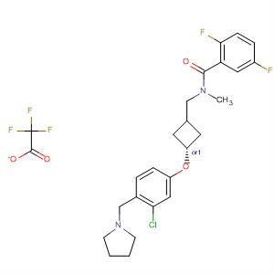 917819-53-5  Benzamide,N-[[trans-3-[3-chloro-4-(1-pyrrolidinylmethyl)phenoxy]cyclobutyl]methyl]-2,5-difluoro-N-methyl-, 2,2,2-trifluoroacetate (1:1)