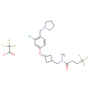 917820-41-8  Butanamide,N-[[trans-3-[3-chloro-4-(1-pyrrolidinylmethyl)phenoxy]cyclobutyl]methyl]-4,4,4-trifluoro-N-methyl-, 2,2,2-trifluoroacetate (1:1)