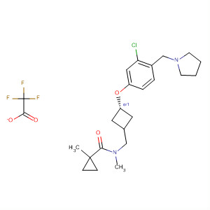 917820-65-6  Cyclopropanecarboxamide,N-[[trans-3-[3-chloro-4-(1-pyrrolidinylmethyl)phenoxy]cyclobutyl]methyl]-N,1-dimethyl-, 2,2,2-trifluoroacetate (1:1)