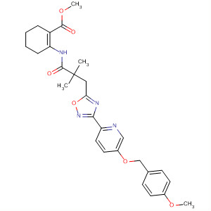 917911-03-6  1-Cyclohexene-1-carboxylic acid,2-[[3-[3-[5-[(4-methoxyphenyl)methoxy]-2-pyridinyl]-1,2,4-oxadiazol-5-yl]-2,2-dimethyl-1-oxopropyl]amino]-, methyl ester