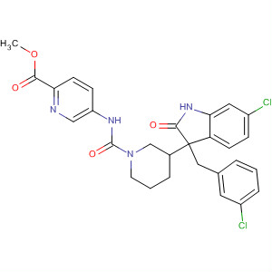 917918-42-4  2-Pyridinecarboxylic acid,5-[[[3-[6-chloro-3-[(3-chlorophenyl)methyl]-2,3-dihydro-2-oxo-1H-indol-3-yl]-1-piperidinyl]carbonyl]amino]-, methyl ester