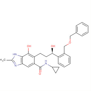 917959-34-3  1H-Benzimidazole-5-carboxamide,N-cyclopropyl-7-hydroxy-6-[(3R)-3-hydroxy-3-[2-[(phenylmethoxy)methyl]phenyl]propyl]-2-methyl-